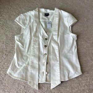 Gap NWT Denim Tie-Neck Top SMALL